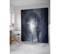 Штора (занавеска) для ванной JoyArty "Тарелка пришельцев" из сатена, 180х200 см с крючками, sc_6793