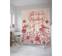 Штора (занавеска) для ванной JoyArty "Юбилейная открытка с цветами" из сатена, 180х200 см с крючками, sc_7865