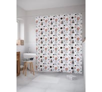 Штора (занавеска) для ванной JoyArty "Космический транспорт" из сатена, 180х200 см с крючками, sc_62461