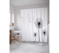 Штора (занавеска) для ванной JoyArty "Грустные одуванчики" из сатена, 180х200 см с крючками, sc_7050