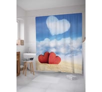 Штора (занавеска) для ванной JoyArty "Сердечный друг" из сатена, 180х200 см с крючками, sc_91974