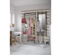 Штора (занавеска) для ванной JoyArty "Гардеробная" из сатена, 180х200 см с крючками, sc_39390