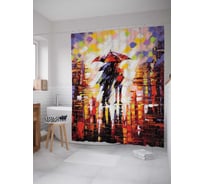 Штора (занавеска) для ванной JoyArty "Прогулка по дождю" из сатена, 180х200 см с крючками, sc_3380