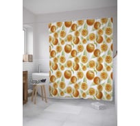 Штора (занавеска) для ванной JoyArty "Апельсин в разрезе" из сатена, 180х200 см с крючками, sc_32257