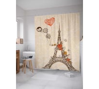 Штора (занавеска) для ванной JoyArty "Париж на волнах" из сатена, 180х200 см с крючками, sc_8435