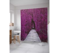 Штора (занавеска) для ванной JoyArty "Лесной тоннель" из сатена, 180х200 см с крючками, sc_8233