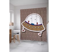 Штора (занавеска) для ванной JoyArty "Летающая тарелка" из сатена, 180х200 см с крючками, sc_6791