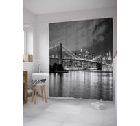 Штора (занавеска) для ванной JoyArty "Мост к развлечениям" из сатена, 180х200 см с крючками, sc_8831