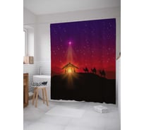 Штора (занавеска) для ванной JoyArty "Вифлеемская звезда" из сатена, 180х200 см с крючками, sc_79757