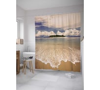 Штора (занавеска) для ванной JoyArty "Дымный остров" из сатена, 180х200 см с крючками, sc_8002