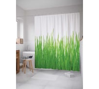 Штора (занавеска) для ванной JoyArty "Свежая травка" из сатена, 180х200 см с крючками, sc_6957