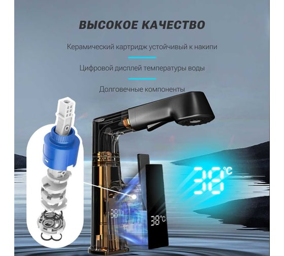 Смеситель Homium Power 2 Black (индикатор температуры) FaucPB2