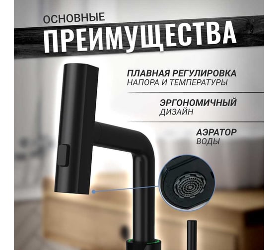 Смеситель Homium Power 1 Black (индикатор температуры) FaucPB1