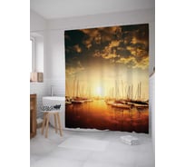 Штора (занавеска) для ванной JoyArty "Населенная гавань" из сатена, 180х200 см с крючками, sc_3483