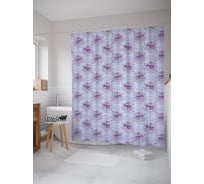 Штора (занавеска) для ванной JoyArty "Розы в винтажный узорах" из сатена, 180х200 см с крючками, sc_62752