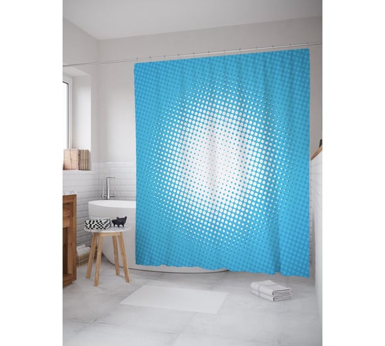 Штора (занавеска) для ванной JoyArty "Геометрическое деграде" из сатена, 180х200 см с крючками, sc_62516