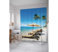 Штора (занавеска) для ванной JoyArty "Курортное ожидание" из сатена, 180х200 см с крючками, sc_9369