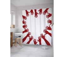 Штора (занавеска) для ванной JoyArty "Сердце из ладоней" из сатена, 180х200 см с крючками, sc_7622