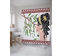 Штора (занавеска) для ванной JoyArty "Портрет гречанки" из сатена, 180х200 см с крючками, sc_39494