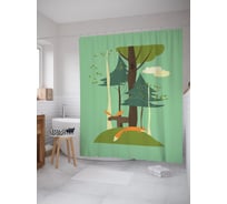 Штора (занавеска) для ванной JoyArty "Лось и лисица" из сатена, 180х200 см с крючками, sc_62477