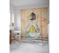 Штора (занавеска) для ванной JoyArty "Лампочка с грушей" из сатена, 180х200 см с крючками, sc_7465