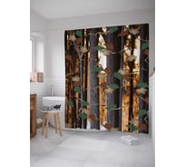 Штора (занавеска) для ванной JoyArty "Лесные ростки" из сатена, 180х200 см с крючками, sc_6927