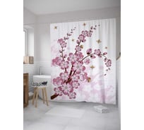 Штора (занавеска) для ванной JoyArty "Веточка счастья" из сатена, 180х200 см с крючками, sc_8304