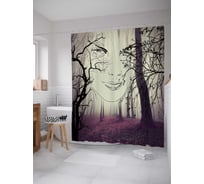 Штора (занавеска) для ванной JoyArty "Женский силуэт из веток" из сатена, 180х200 см с крючками, sc_7479