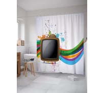 Штора (занавеска) для ванной JoyArty "Цветной телевизор" из сатена, 180х200 см с крючками, sc_63013