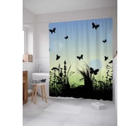 Штора (занавеска) для ванной JoyArty "Женский силуэт из травы" из сатена, 180х200 см с крючками, sc_7480