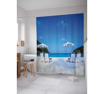 Штора (занавеска) для ванной JoyArty "Белый лежаки" из сатена, 180х200 см с крючками, sc_9366