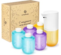 Набор подарочный дозатор для ванной с набором мыла SimpleWay микс 6 шт.,голубой, желтый, фиолетовый SW99847