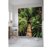 Штора (занавеска) для ванной JoyArty "Садовые дорожки" из сатена, 180х200 см с крючками, sc_61953