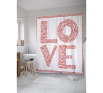 Штора (занавеска) для ванной JoyArty "Орнаментальная любовь" из сатена, 180х200 см с крючками, sc_61093