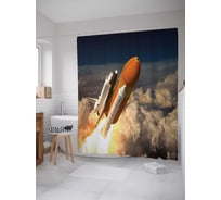 Штора (занавеска) для ванной JoyArty "Полет в космос" из сатена, 180х200 см с крючками, sc_9886