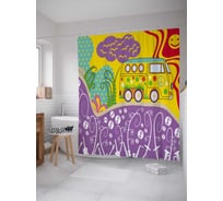 Штора (занавеска) для ванной JoyArty "Беззаботный мир" из сатена, 180х200 см с крючками, sc_78604