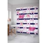 Штора (занавеска) для ванной JoyArty "Карнавальные цветы" из сатена, 180х200 см с крючками, sc_9461
