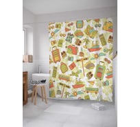 Штора (занавеска) для ванной JoyArty "Готовность к путешествиям" из сатена, 180х200 см с крючками, sc_6608