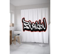 Штора (занавеска) для ванной JoyArty "Брендон" из сатена, 180х200 см с крючками, sc_61196