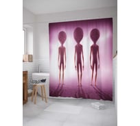 Штора (занавеска) для ванной JoyArty "Контакт с пришельцами" из сатена, 180х200 см с крючками, sc_6799