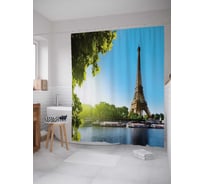 Штора (занавеска) для ванной JoyArty "У французской реки" из сатена, 180х200 см с крючками, sc_8547