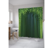 Штора (занавеска) для ванной JoyArty "Бамбуковая сцена" из сатена, 180х200 см с крючками, sc_61328