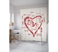 Штора (занавеска) для ванной JoyArty "Любовь винтаж" из сатена, 180х200 см с крючками, sc_61105