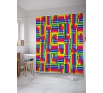Штора (занавеска) для ванной JoyArty "Векторная радужность" из сатена, 180х200 см с крючками, sc_63010
