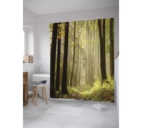 Штора (занавеска) для ванной JoyArty "Тайная тропа в лесу" из сатена, 180х200 см с крючками, sc_9341