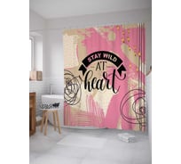 Штора (занавеска) для ванной JoyArty "Оставайся диким в сердце" из сатена, 180х200 см с крючками, sc_78603