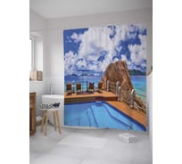 Штора (занавеска) для ванной JoyArty "Береговой бассейн" из сатена, 180х200 см с крючками, sc_8931