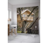Штора (занавеска) для ванной JoyArty "Поместье на дереве" из сатена, 180х200 см с крючками, sc_8147