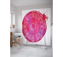 Штора (занавеска) для ванной JoyArty "Кляксы на мандале" из сатена, 180х200 см с крючками, sc_63283