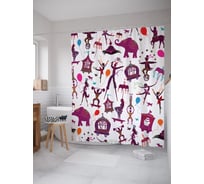 Штора (занавеска) для ванной JoyArty "Артисты цирка" из сатена, 180х200 см с крючками, sc_62854